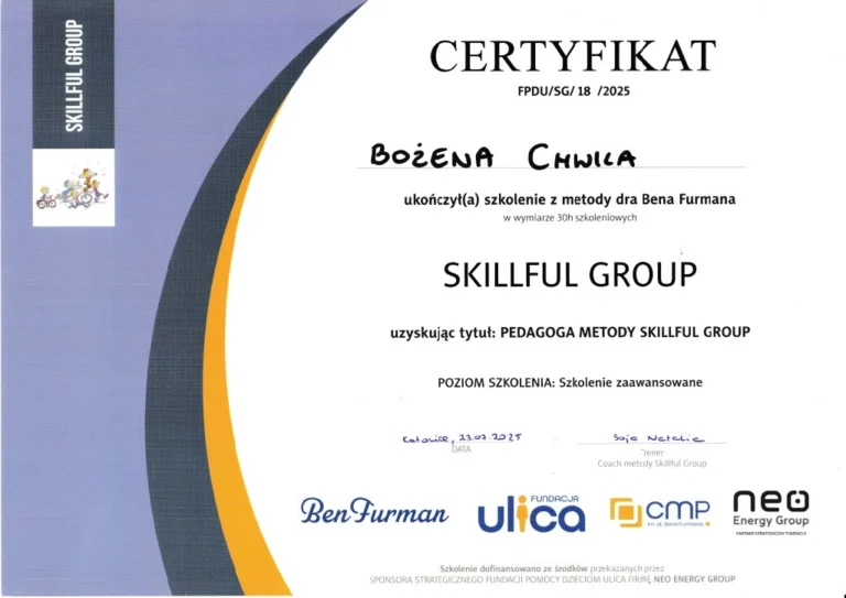 Bożena Chwila - certyfikat Skillful Group